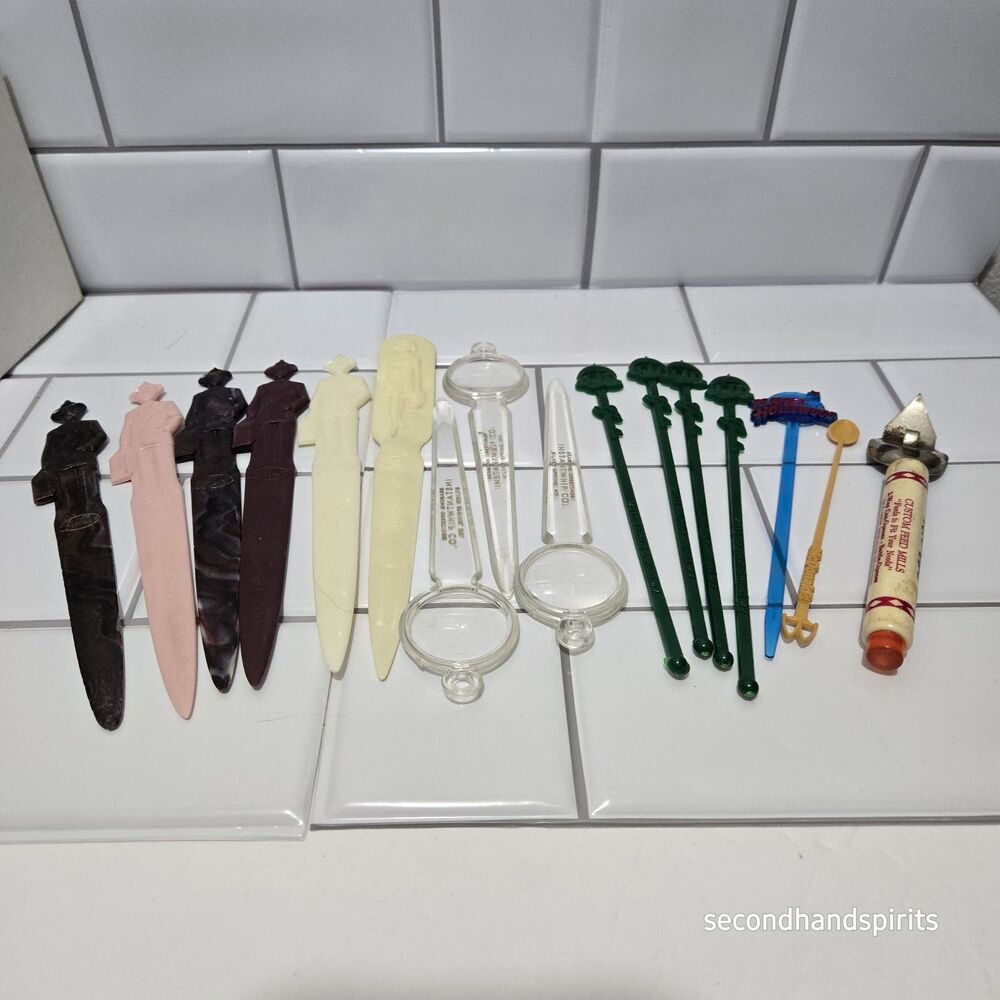 16 Vintage Plastic  Advertising Stir Swizzle Sticks / Letter Openers Fuller Brus